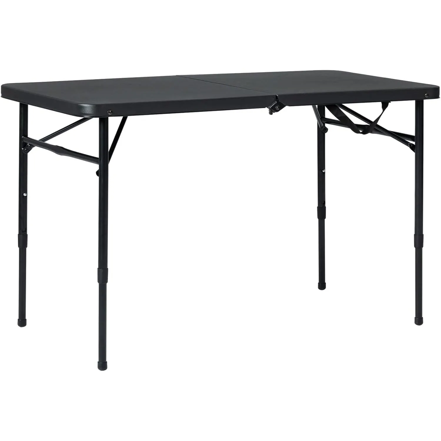 40L  20W Plastic Adjustable Height Fold in Half Folding Table  Rich Black