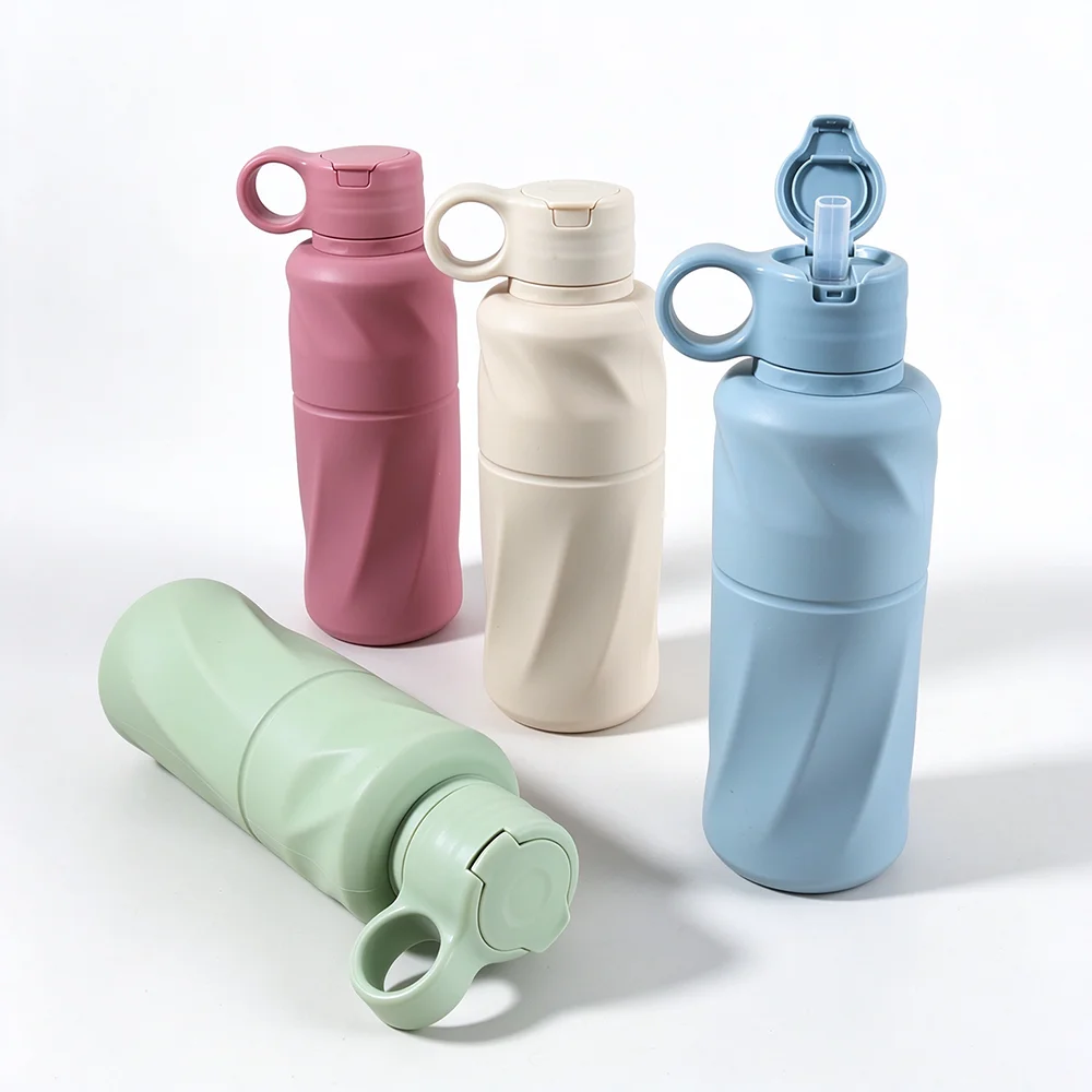 600ML Custom Name Silicone Straw Cup, Personalized Cartoon Pattern Water Bottle, Leakproof Sports Water Bottle for Kids Adults