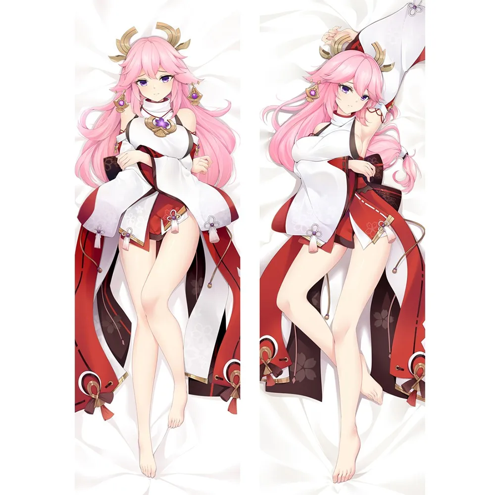 

180cm Genshin Impact Yae Miko Hugging Body Pillowcase Anime Dakimakura Case Pink Hair Cartoon Peach Skin Sofa Cushion Cover