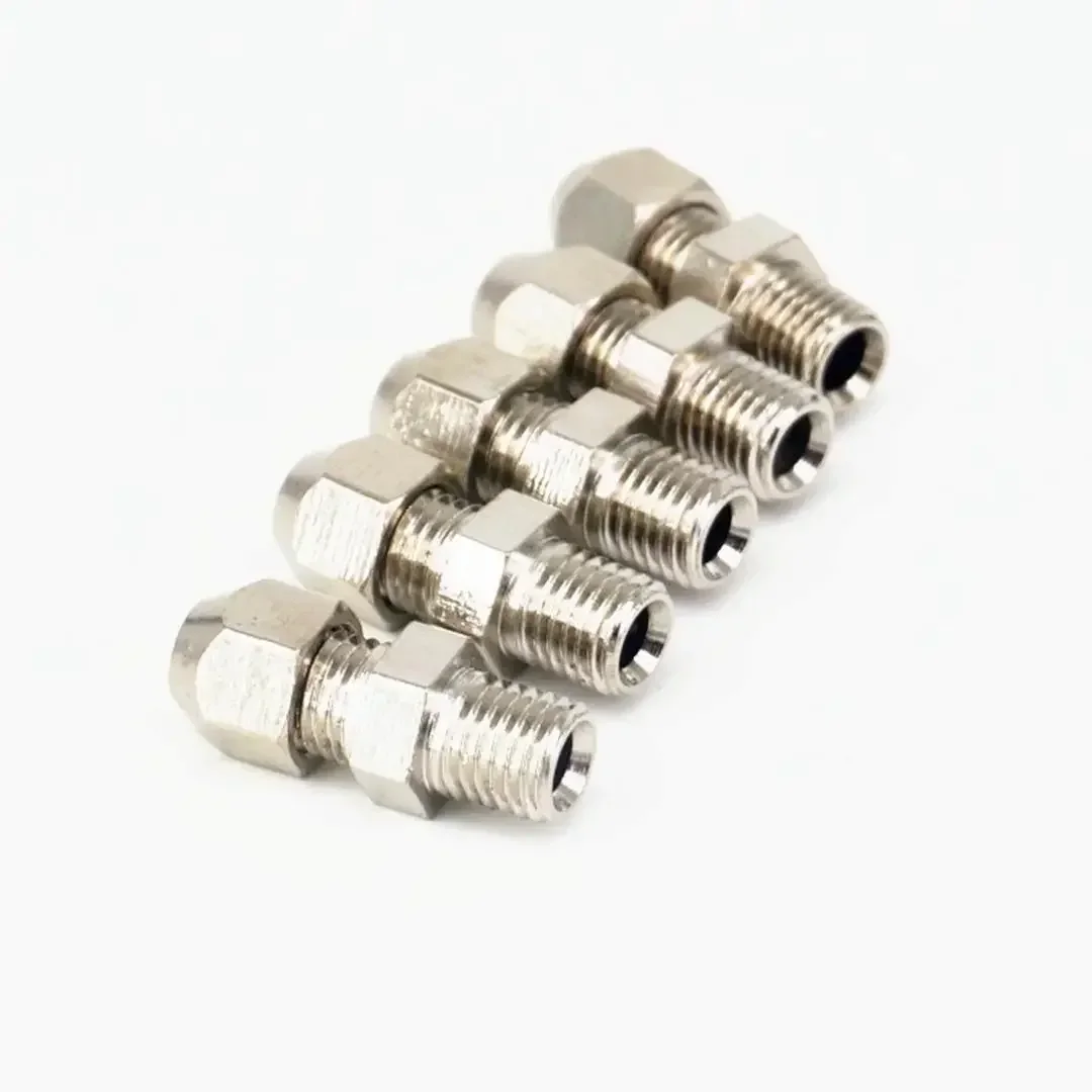 LOT2 M5/M6 /M8/M10/M12 Male Metric Thread- 4/6/8/10/12mm Nickel Plated Brass Ferrule Air Compression Pipe Fitting