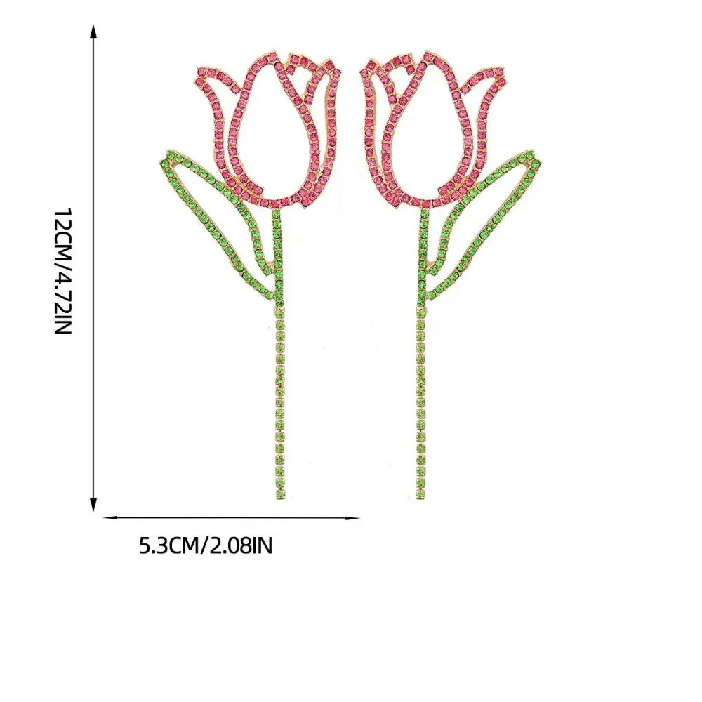 مجوهرات نسائية جذابة من حجر الراين ، قلادات سلسلة زهور ، أقراط مرصعة بالقرط ، جديدة