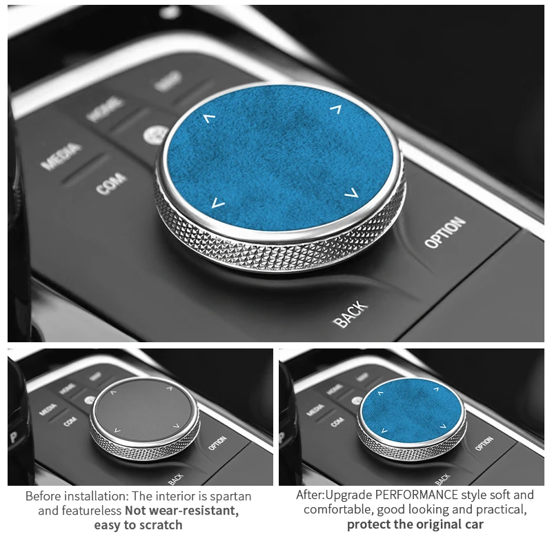 For BMW G20 F10 F20 F30 F34 F31 F32  F36 1 2 7 Series X3 X4 X5 X6 i3 iX3 Z4 Made of Alcantara Car Multimedia Knob Trim Sticke