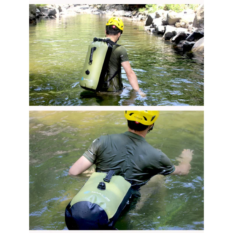 

Waterproof Backpack with Valve Dual Inflatable Design for Rafting Swimming Beach Floating Rafting River Pack Diving Hiking