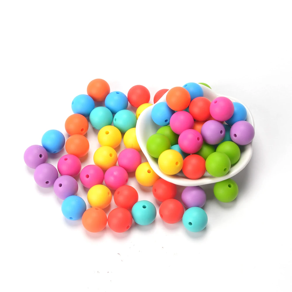 LOFCA 50Pcs/Lot Silicone Bead 9/12/15MM Used In Jewelry Making Necklace Bracelets Keychain Jewelry Accessories