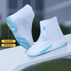 Reusable waterproof TPE shoe covers unisex boot protector original washable overshoes portable anti skid white jelly shoe covers