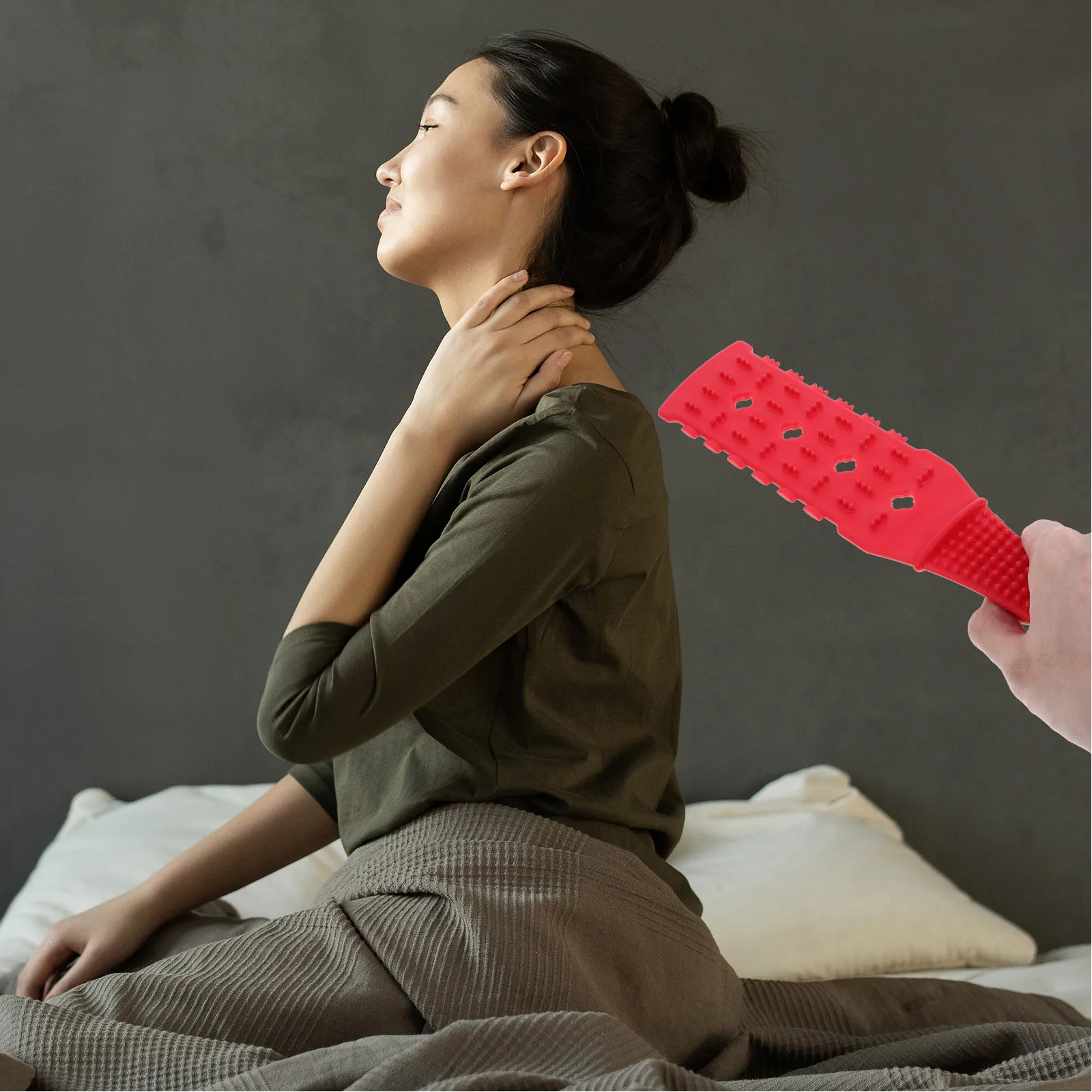 

2Pcs Meridian Massage Stick Durable Portable Four Holes Scraping Massager Red for Shoulder Back Legs Fatigue Massage Pat