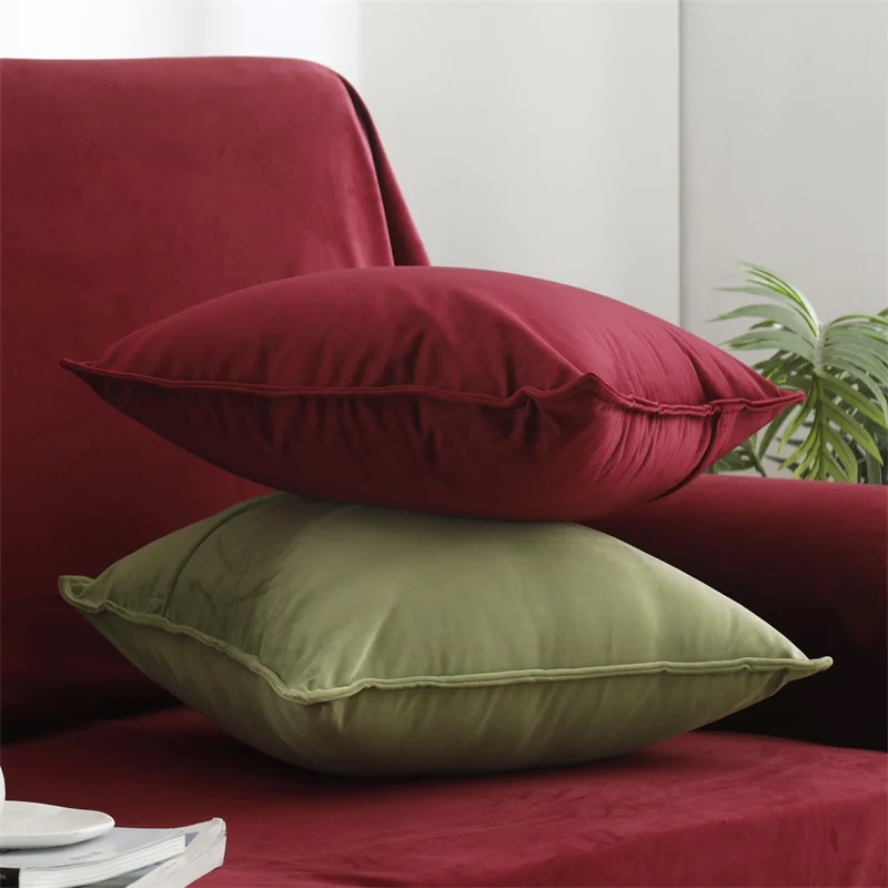 

Velvet Pillow Cover Sofa Backrest Cushion Simple Modern Living Room Pure Color Couch Pillow Soft Plush Throw Pillow