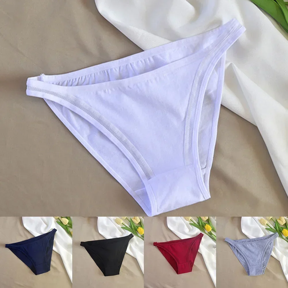Damskie półpokrywające biodra cienki pasek kalesony czystej bawełny oddychające figi dziewczęce minimalistyczne bikini solidne kobiece figi szorty