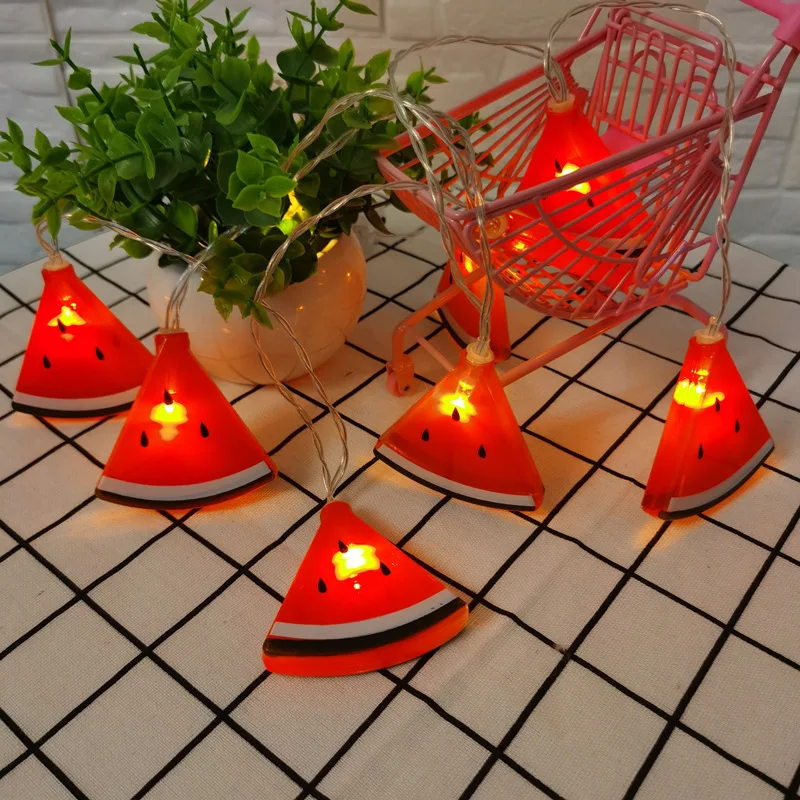 2024 Party führte Rom Dekoration Wassermelone Lichterketten Indoor Party Atmosphäre Weihnachten Batterie USB Lichterketten Vorhänge