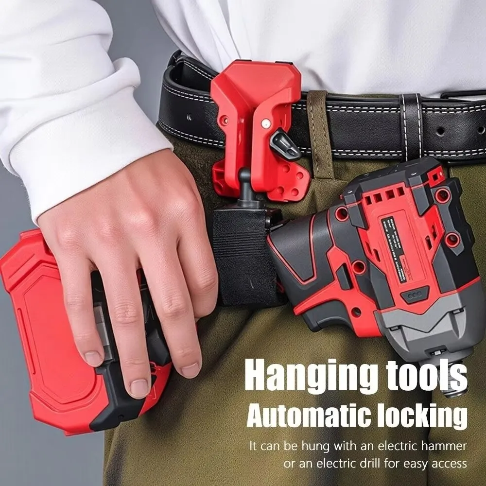 Self-locking Drill Holder Belt Clip High-hardness Anti Slip Tool Waist Hanger Double-lock Quick Release Drill Belt Clamp