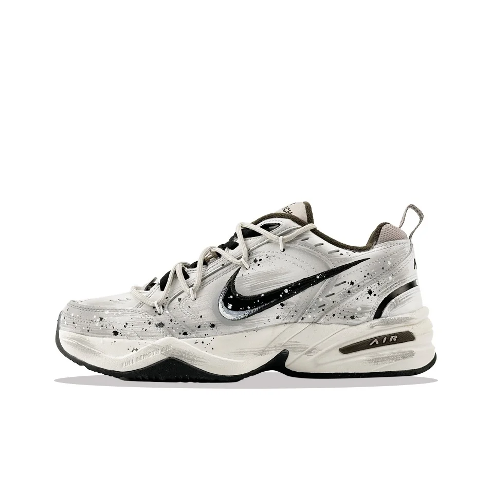 Nike Air Monarch 4 Chunky Sneakers Men's Low Top White Black Brown Color Block 415445-200（Team877-）