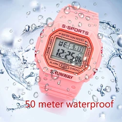 UTHAI C08 Boys and Girls Student Electronic Watch Macaron Color Men's and Women's Sport Alarm Clock Waterproof  Square Watches