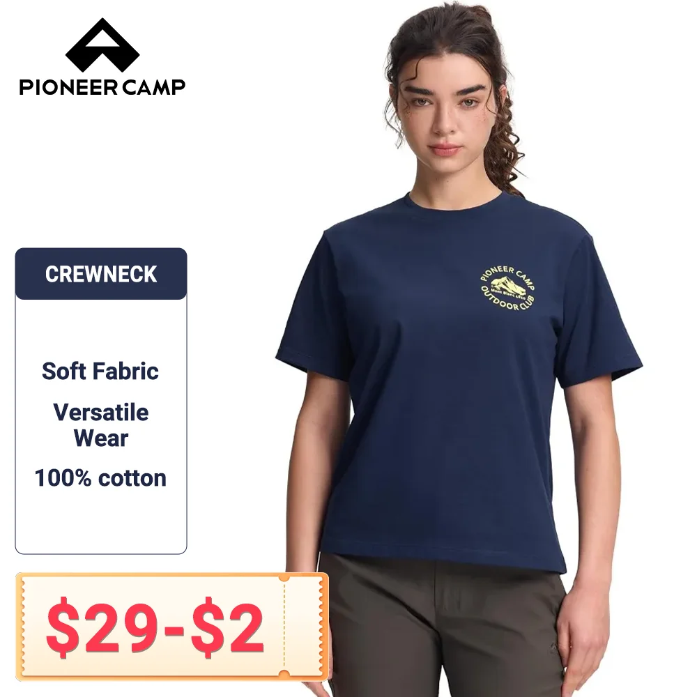 

Pioneer Camp Women's T-shirts Women Mont Blanc Graphic Tee Cotton Workout Shirt Athletic Top Running Gym Hiking Camping