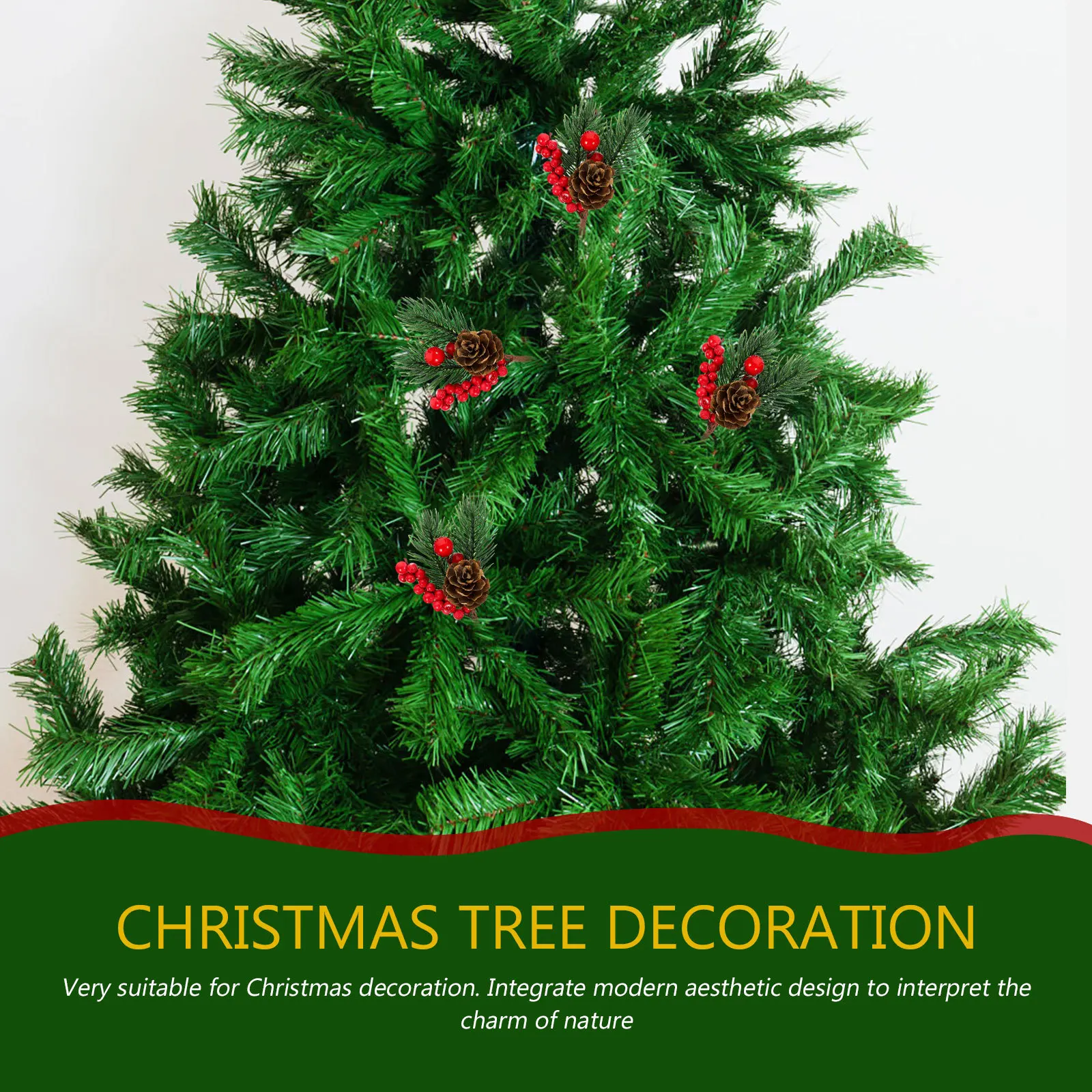 

10Pcs Xmas Red Berries Pine Cones Decor Christmas Tree Wreath Picks Holiday Crafts Christmas Tree Decor Artificial Flower