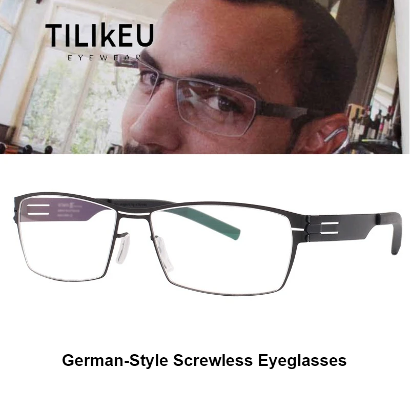 

Немецкие брендовые винтажные безвинтовые очки из титанового сплава, мужские очки в оправе, квадратные эластичные безвинтовые очки ручной работы Gafas