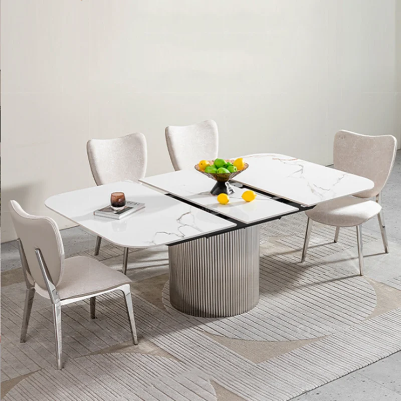 White 6 Chairs Dining Table Design Extendable Nordic Conference Dining Table Basses Outdoor Mesas De Comedor Furniture For Home