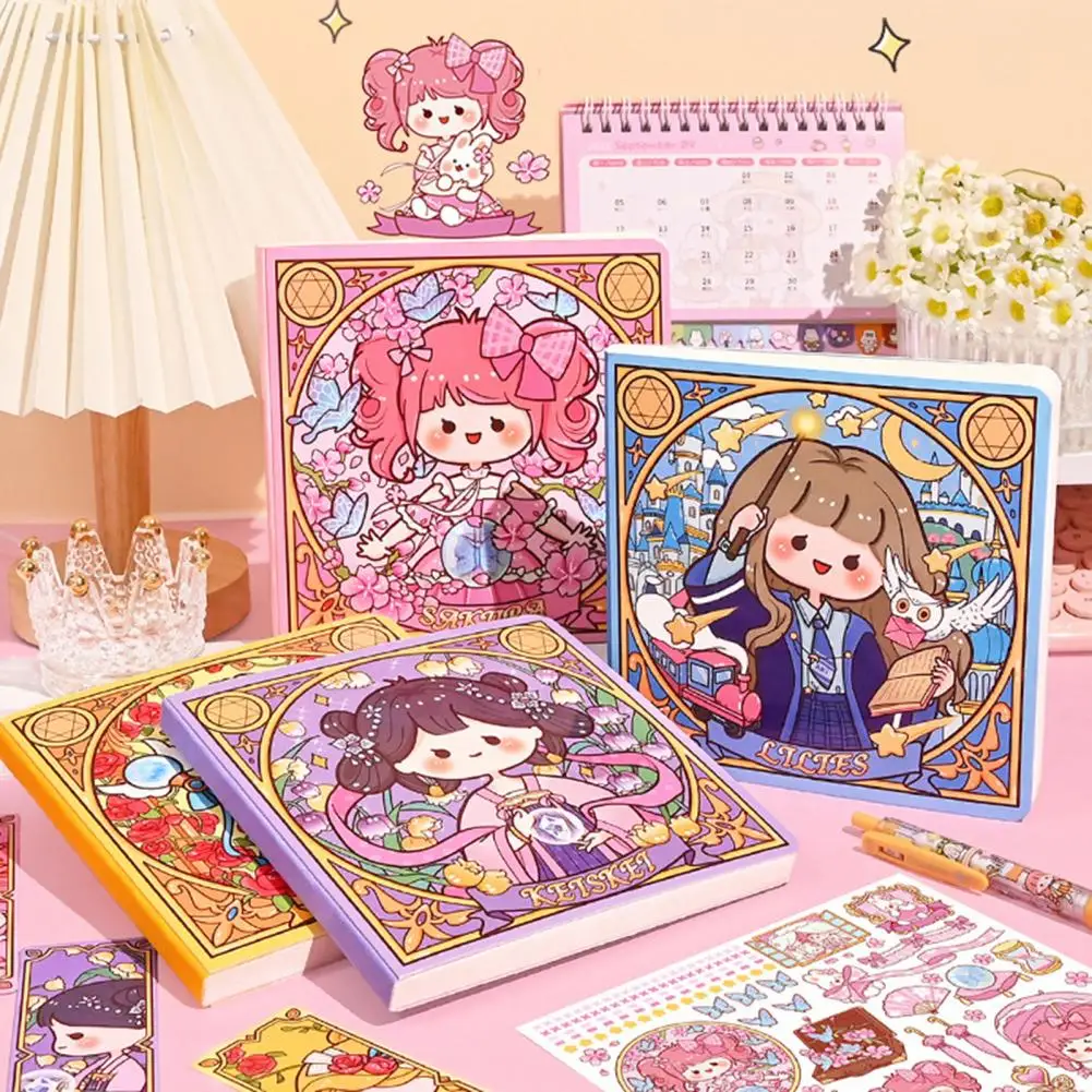 1セットのステッカー付きノートブックセット,ブックマーク,女の子のための花,風,高価値,ノートブック,文房具