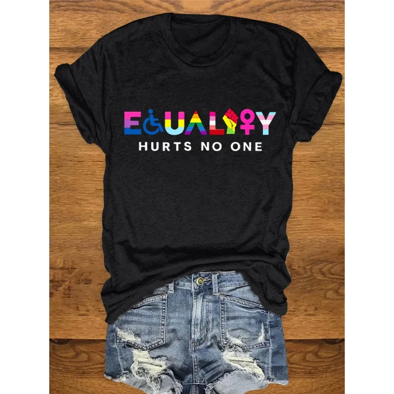 Women's Casual Round Neck Short Sleeve T-shirt Summer Pride Month Pattern Tops