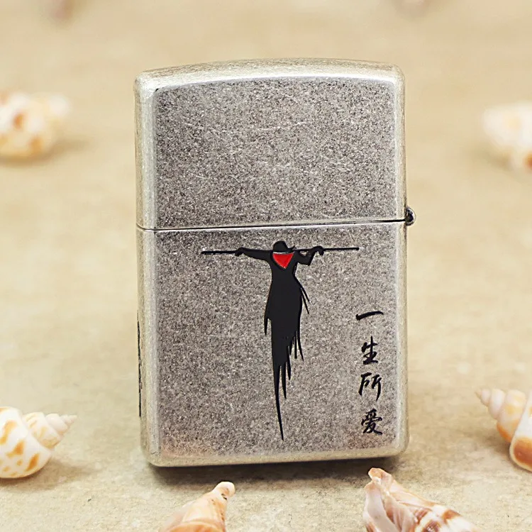 Genuine Zippo Ancient silver monkey oil lighter copper windproof Kerosene lighters Gift with anti-counterfeiting code