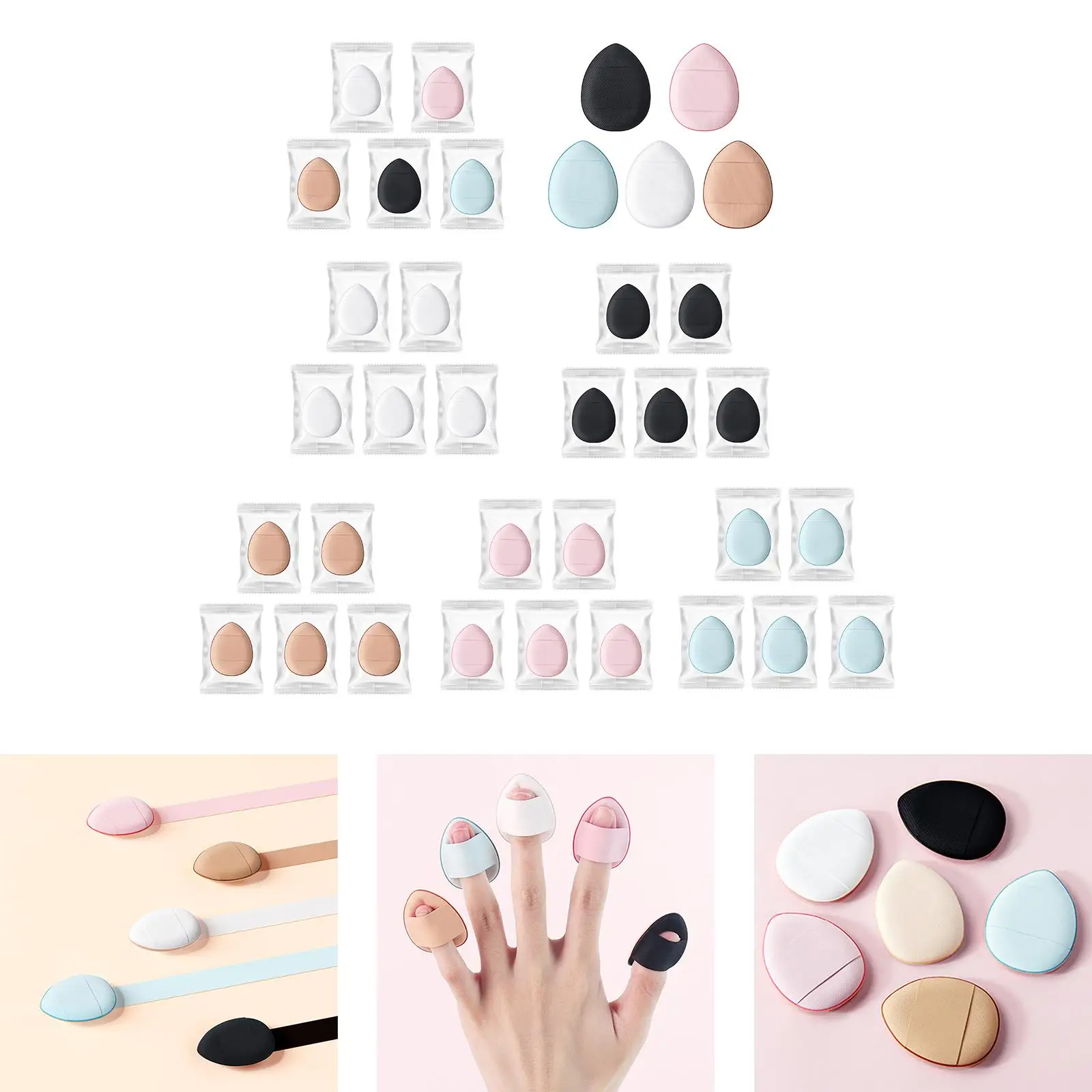 5 Pieces Finger Powder Puff, Mini Makeup Puff Blending Sponge Makeup Sponge for Foundation