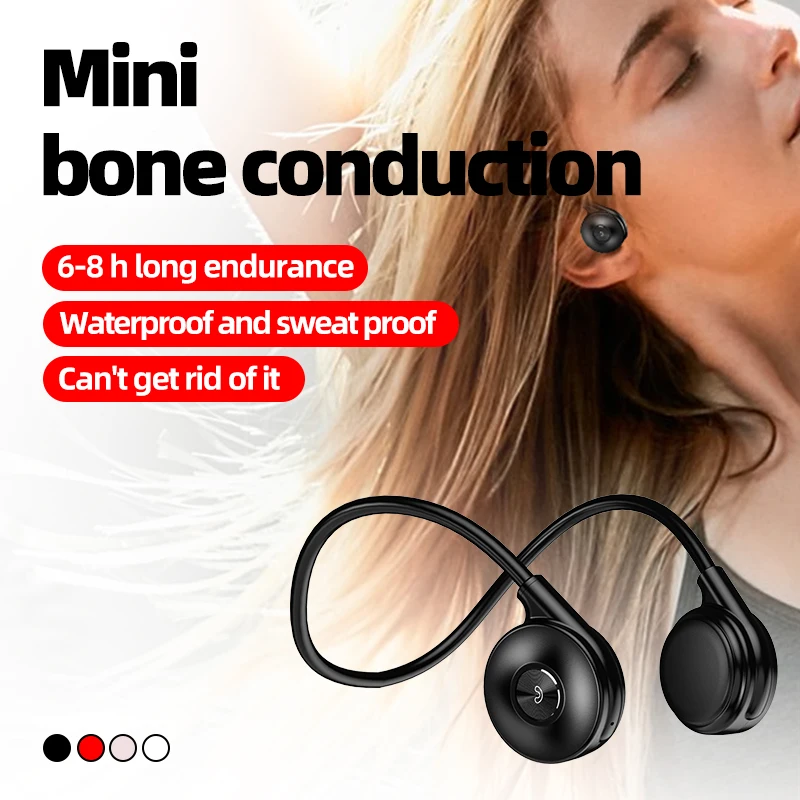 Auriculares inalámbricos TWS con Bluetooth 5,3, cascos con gancho para la oreja, conducción ósea, micrófono, deportes, natación, para iPhone