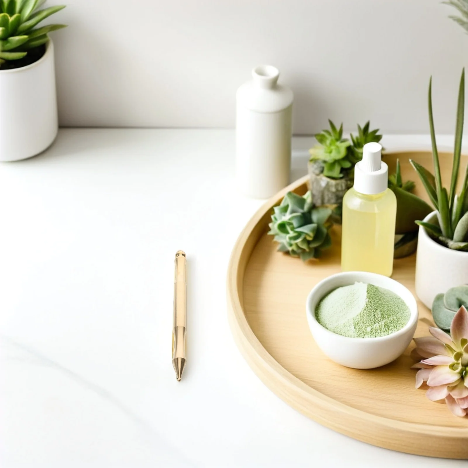 

Acupressure Massage Tool Pen - Double Ended Copper Facial Stick for Trigger Point Relief - Manual Self Massage Device for Eyes