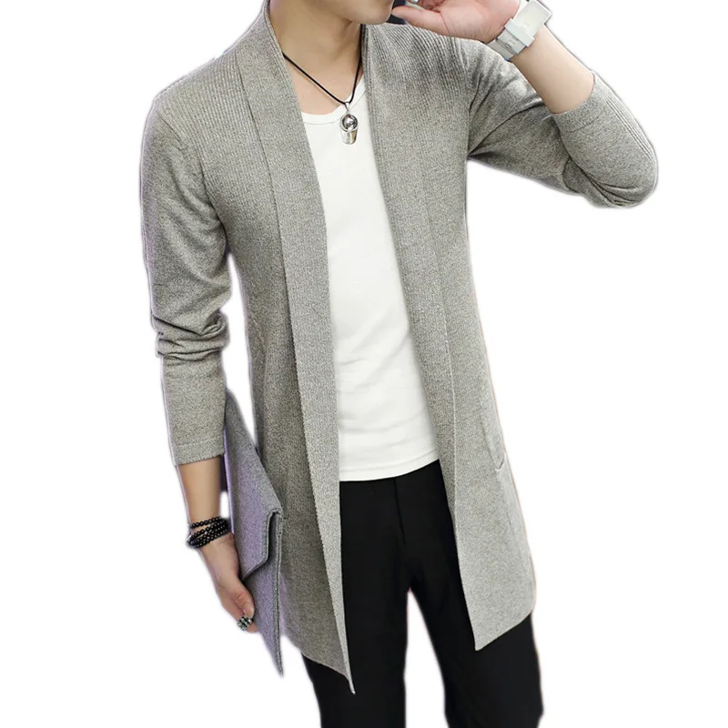 American 2025 Spring New Fashion Men's Slim Casual Trendy Long Sleeve Pocket Solid Color Knitted Sweaters Male Coat Clothes Tops