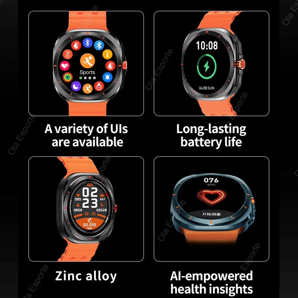 2025 nuevo para Samsun Galaxy 7 AMOLED reloj inteligente hombres glucosa en sangre ritmo cardíaco Bluetooth llamada NFC GPS Tracker hombres deporte