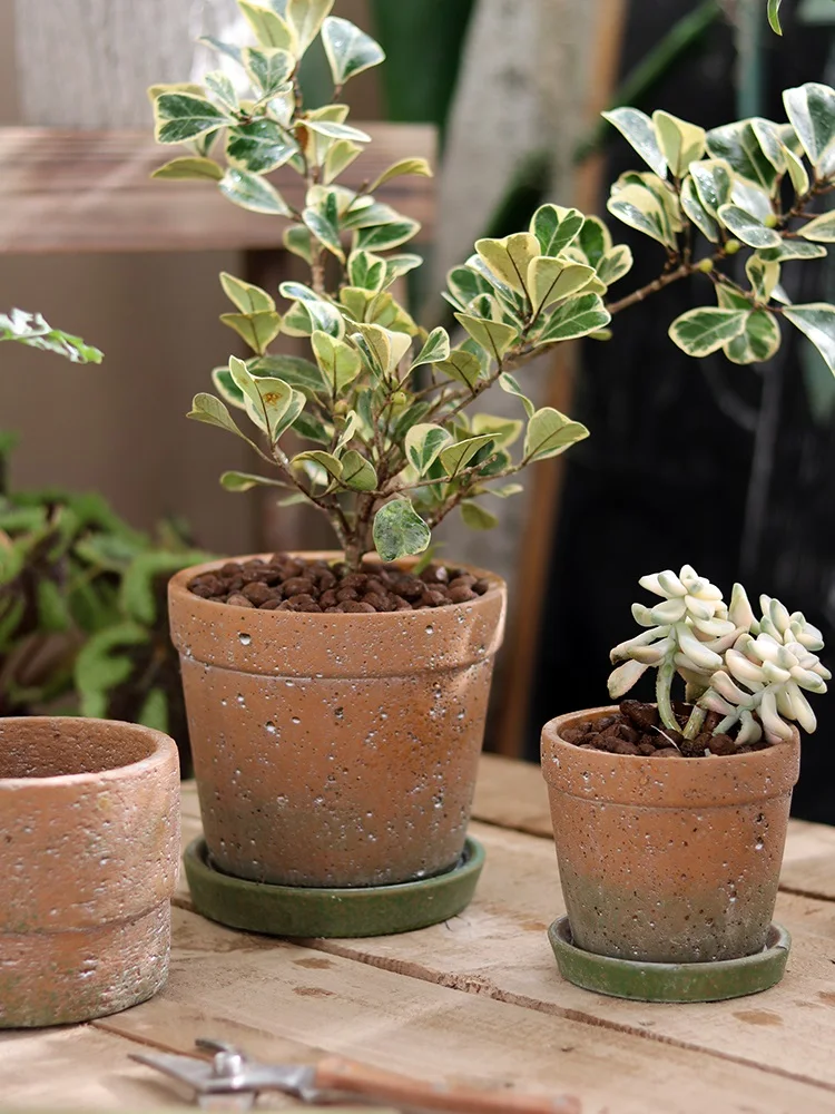 Vintage Retro Terracotta Imitation Cement Succulent Pot