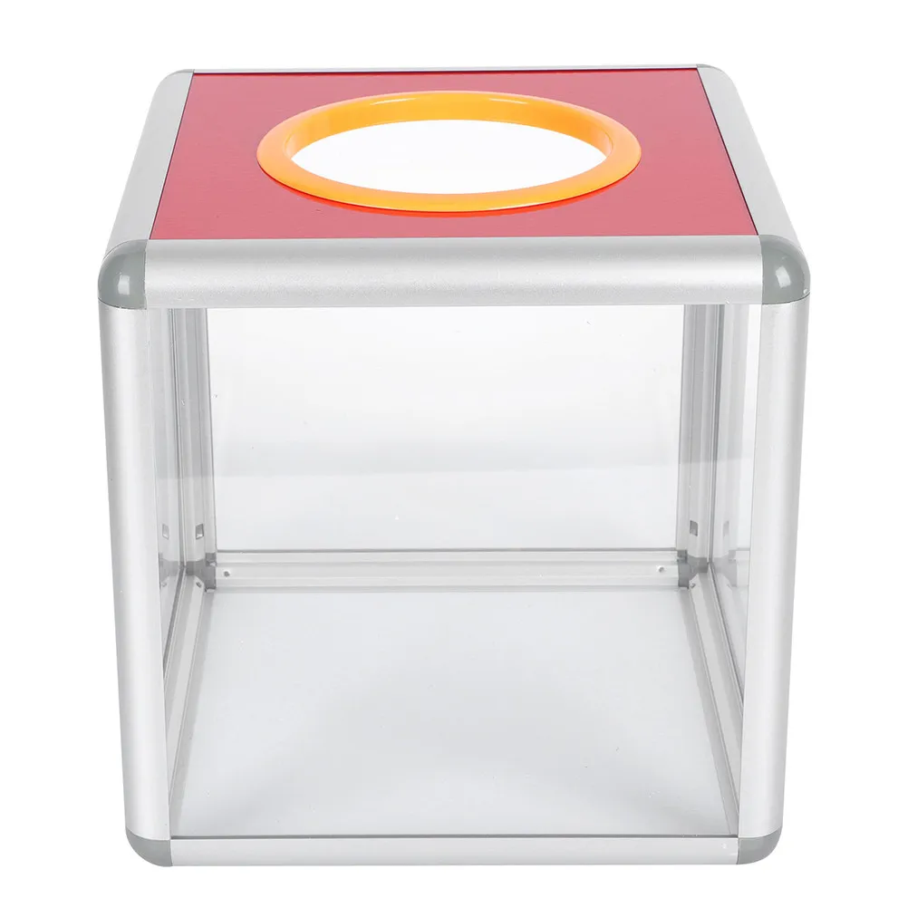 red-invisible-lottery-box-aluminum-acrylic-sturdy-cubic-party-raffle-container-meeting-ballot-holder-lottery-box