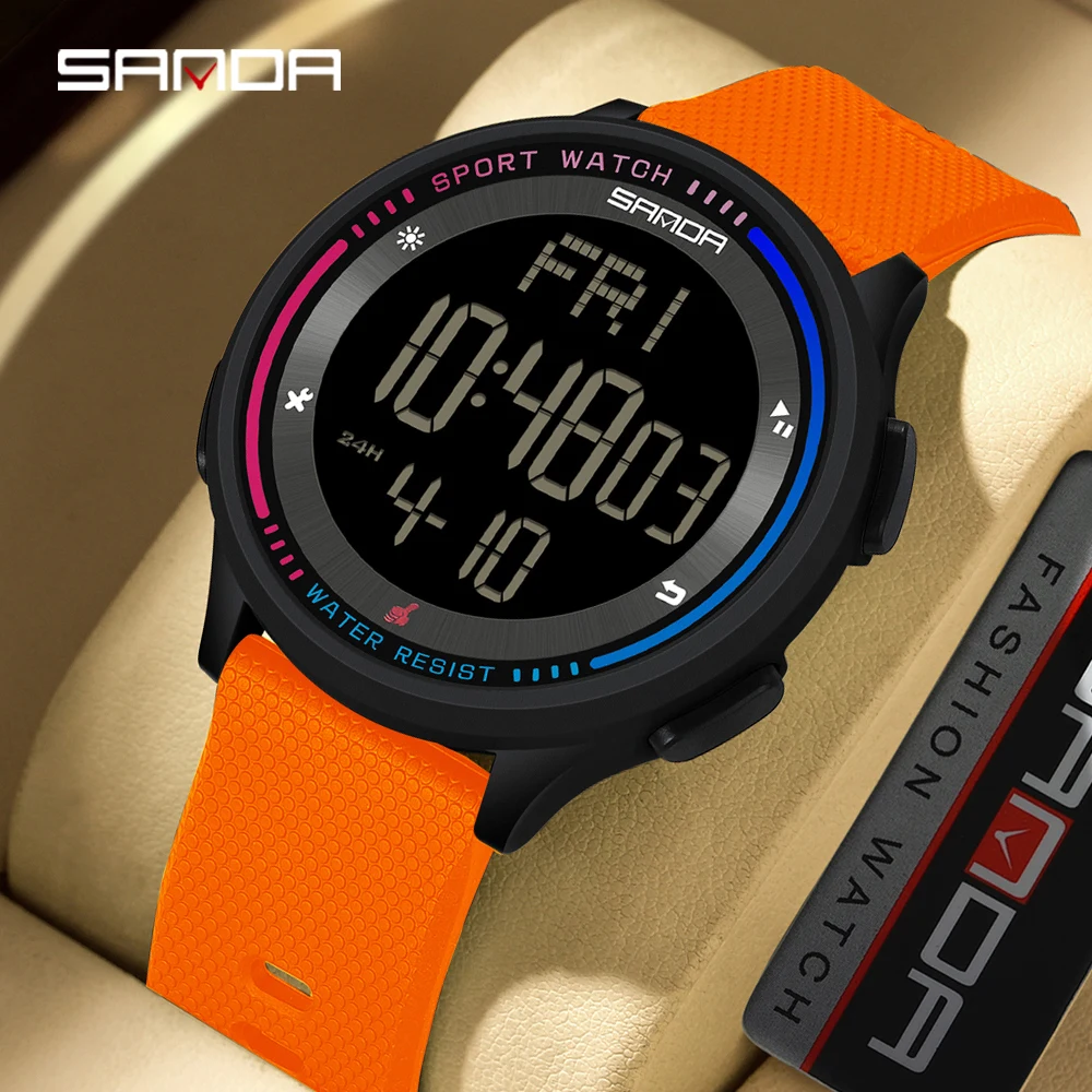 SANDA 6158 relojes de pulsera deportivos impermeables a la moda, cronómetro para niños, movimiento Digital, reloj para estudiantes adolescentes