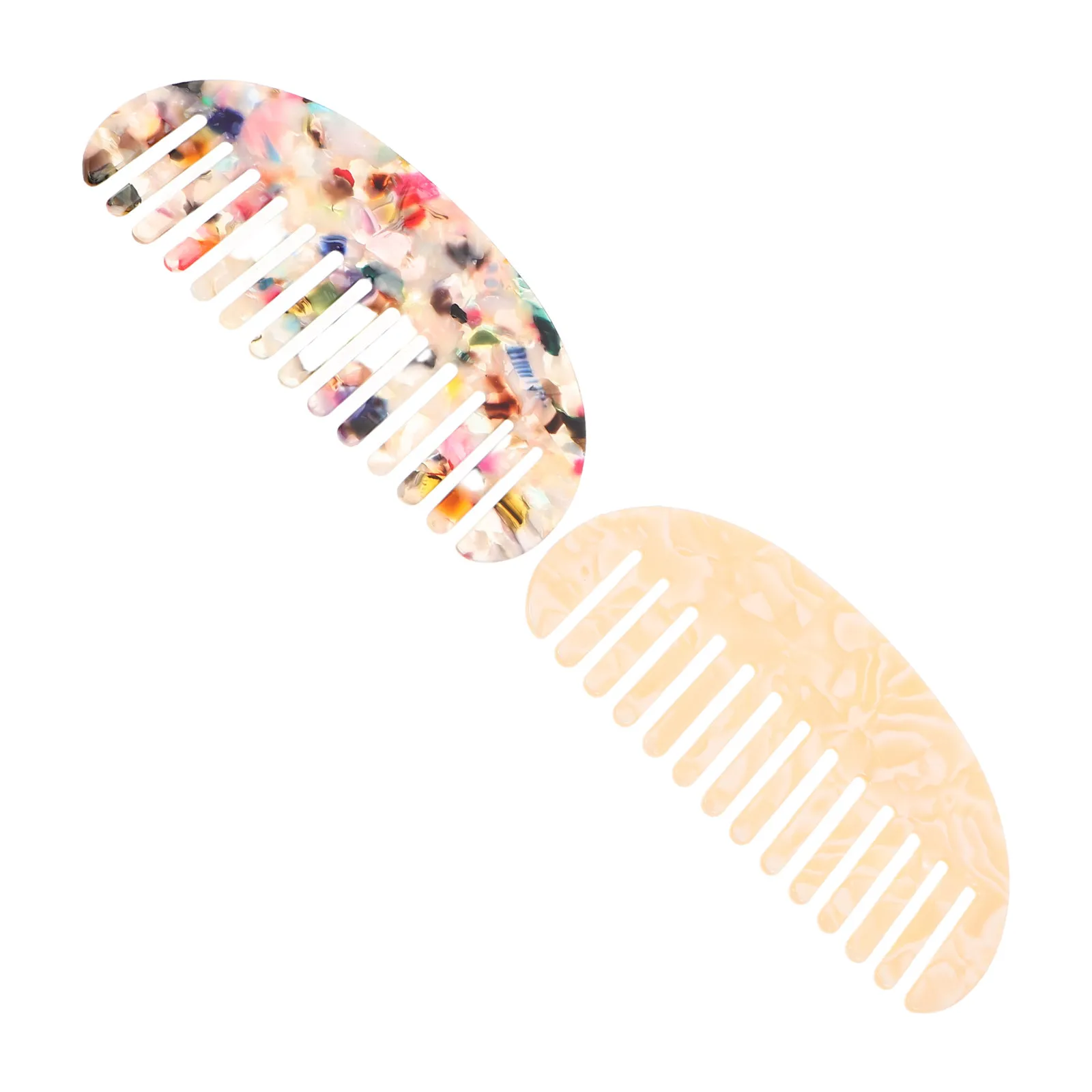 

2Pcs Anti-Static Acetate Vintage Hair Comb Wide Tooth Side Detangler for Curly Straight Thick Thin Hair Styling Bridal Hairpiece