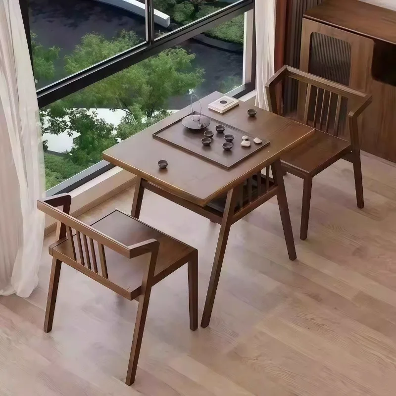 Balcony one table and two chairs three-piece set of solid wood tables and chairs, small apartment Nordic living room home