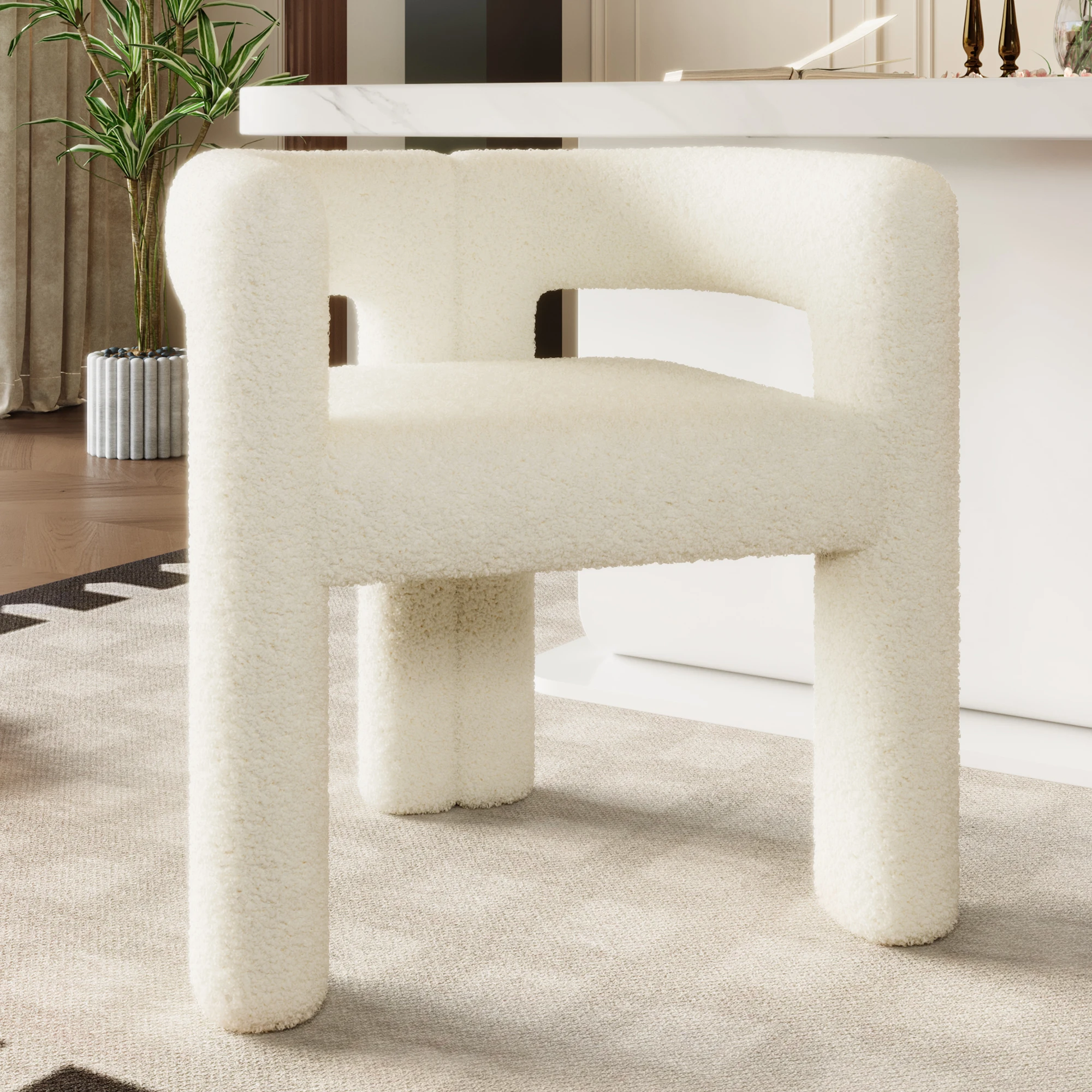 Sedia da pranzo moderna LVHOM: tessuto Teddy, altamente confortevole, elegante, veloce da montare, adatta a vari scenari