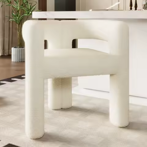 LVHOM Modern Dining Chair: Teddy Fabric, Highly Comfortable, Stylish, Quick to Assemble, Suitable for Various Scenarios
