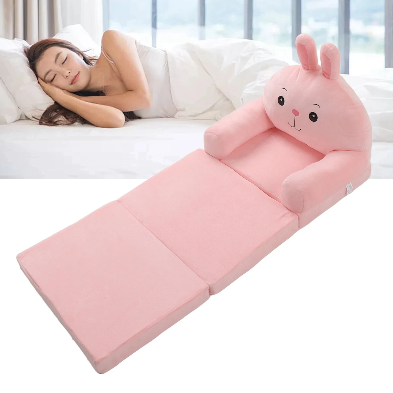 Kids Foldable Sofa Bed Soft Wide Armrest Cartoon Foldable Kids Sofa Washable Humanize Cute Shape for Living Room