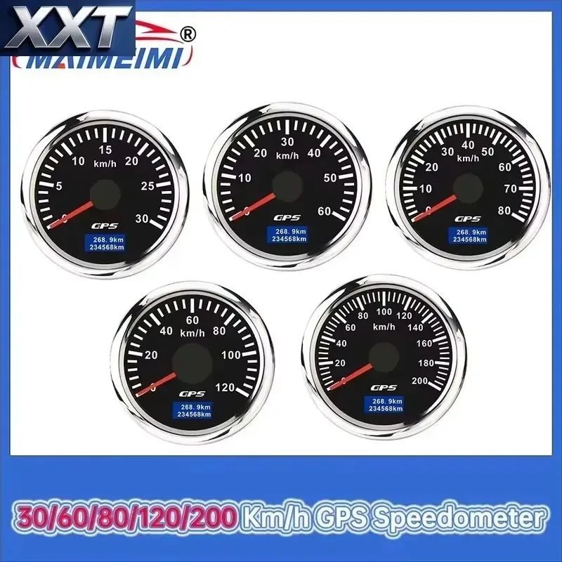 XXT 30/60/80/120/200 Km/h GPS Speedometer With GPS Antenna 52MM Car Truck Speed Gauge Meter With 7 Color Backlight 9-32V