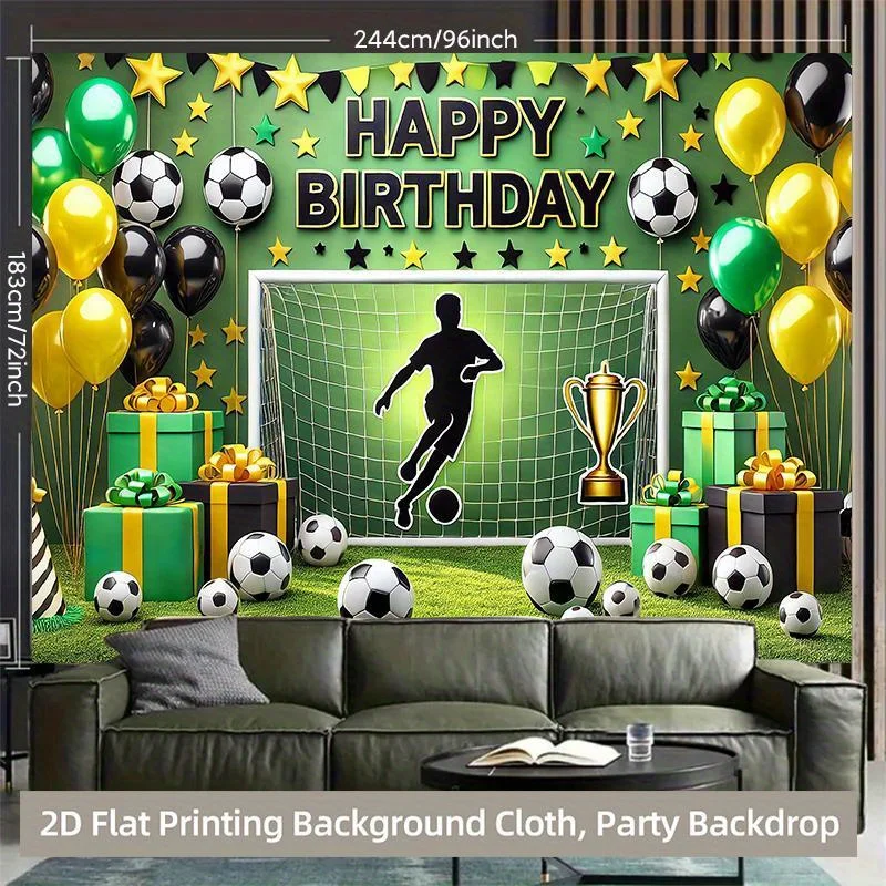 2D-Flachdruck-Hintergrundbanner 1 Stück, Hintergrundtuch für Fußball-Geburtstagsparty-Dekoration, multifunktionales Fotografie-Hintergrundtuch – Detail 5