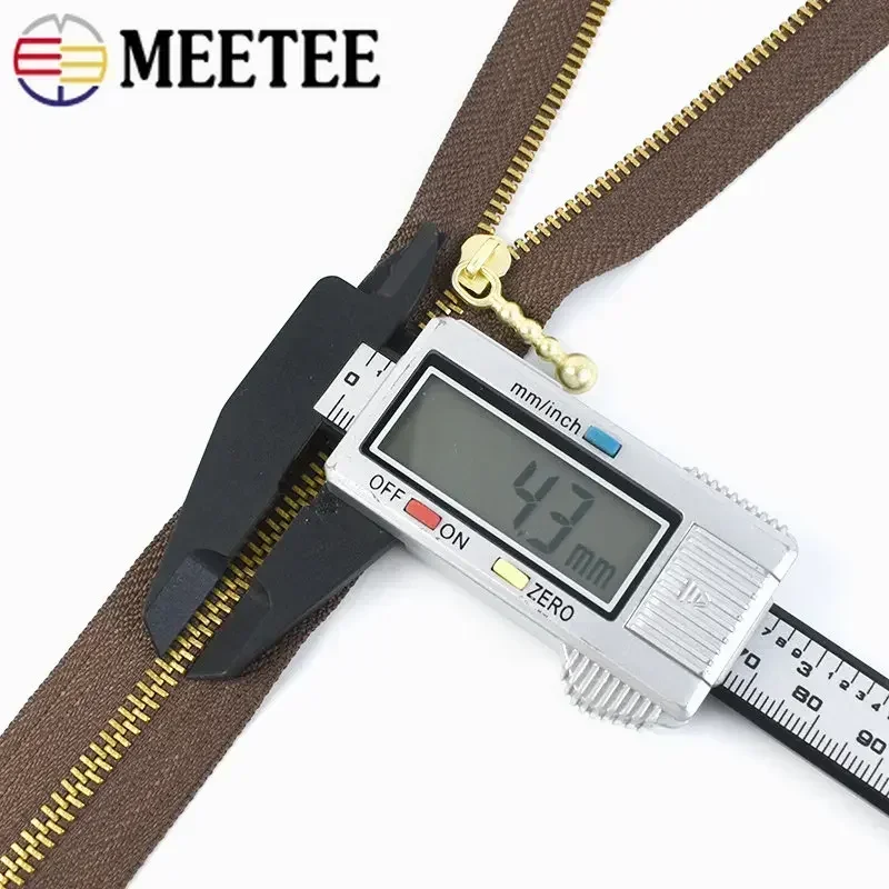 10Pcs Meetee 3# Metal Zipper Pure Copper 12cm-40cm Khaki Close-end Zips for Sewing Down Jacket Bags Jeans Clothing Accessories
