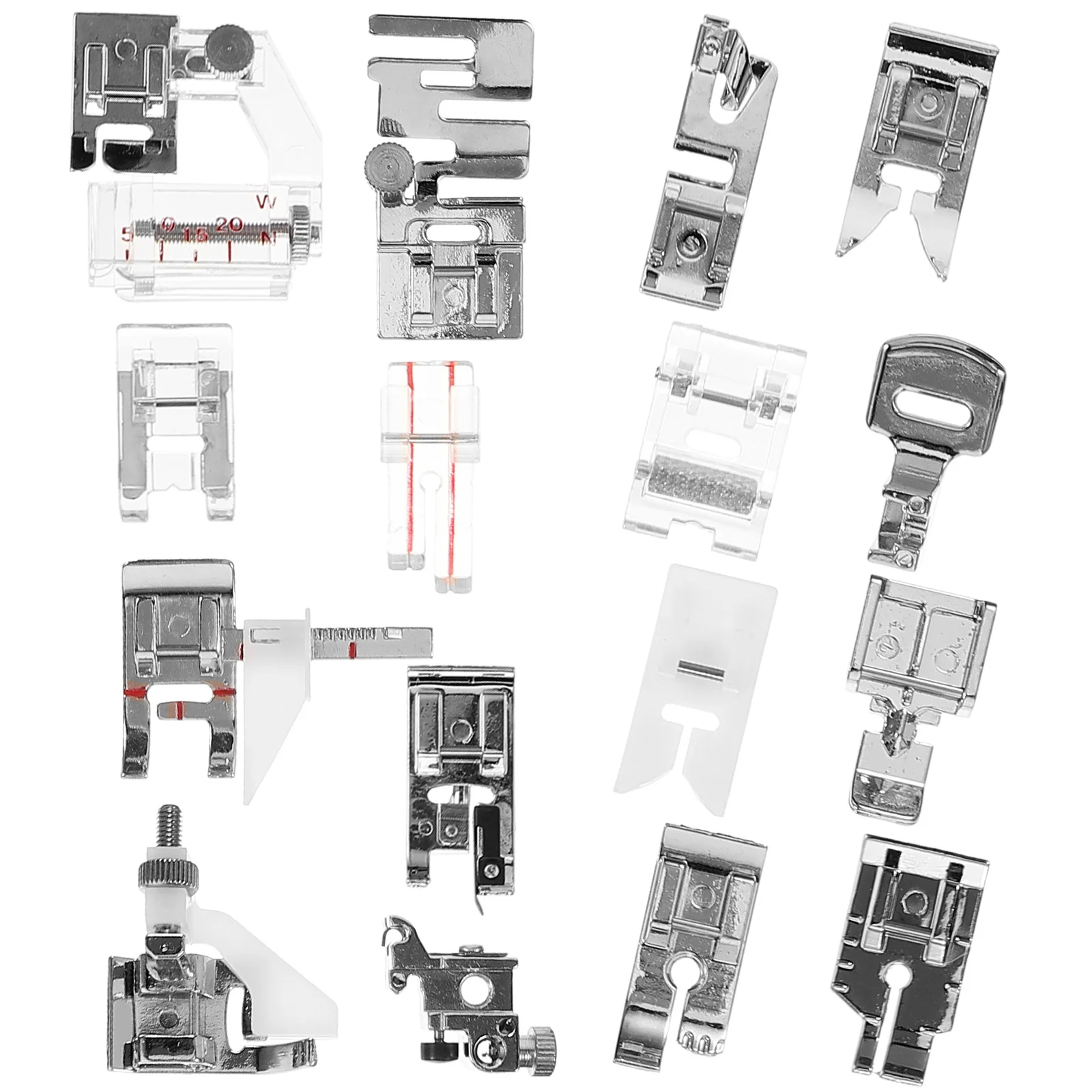16 قطعة أجزاء ماكينة الخياطة أقدام الضغط المعدنية للاستخدام المنزلي والصناعي مقاومة للاهتراء استبدال خياطة الملحقات