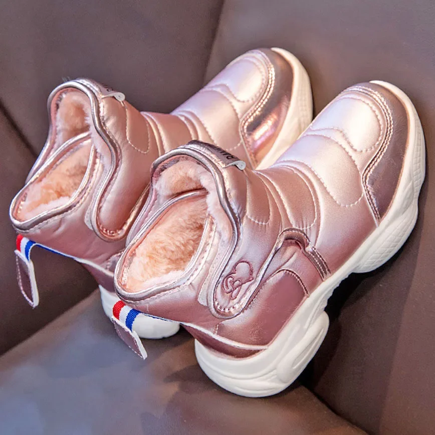 

Teenagers Winter Girls Shoes Warm Leather Children Waterproof Cotton Shoes Fashion Kids Style Shoes Wool Boots Girls Snow Boot