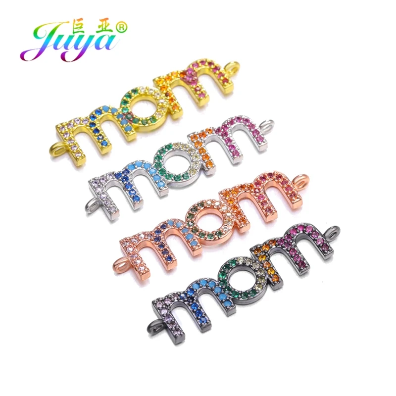Juya Handmade 18K Gold Plated Decorative Letters Mama Boy Girl Angel Charms Connectors For DIY Mother\'s Day Gift Jewelry Making