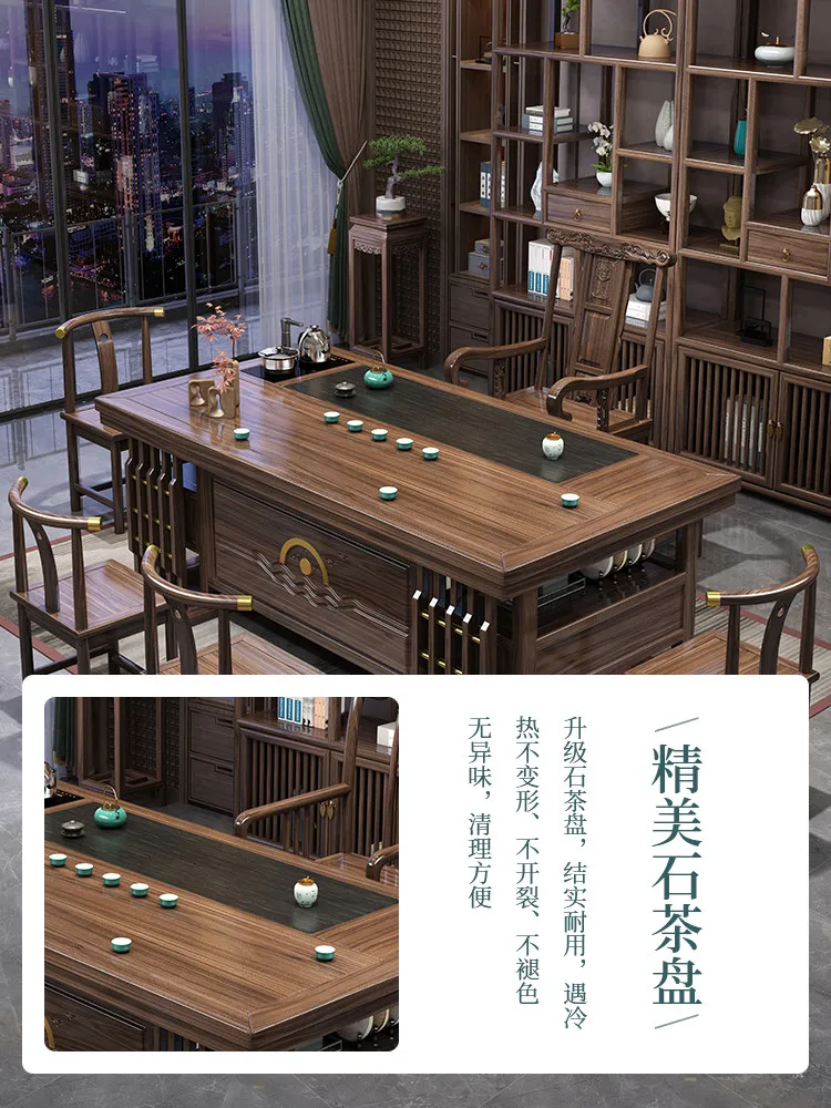 CX solid wood tea table and chair combination new Chinese office, home one table and five chairs kung fu tea table