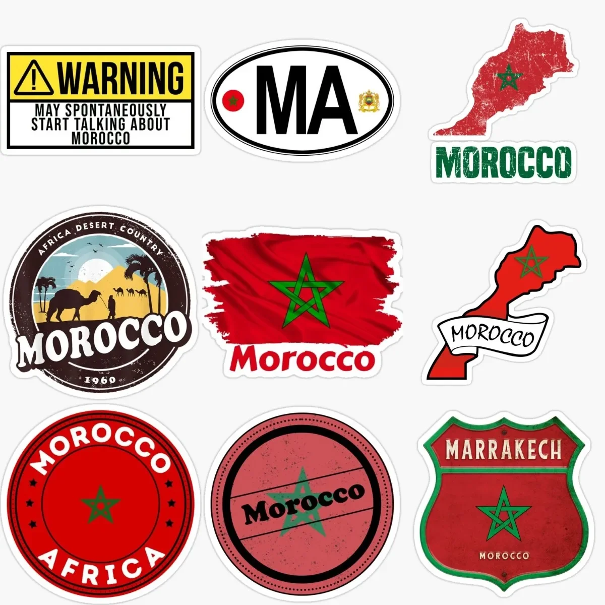 

MA Morocco Flag Map Skull Badge Creative PVC Sticker for Laptop Wall Car Window Glass Bumper Bicycle Helmet Truck Fridge Decal