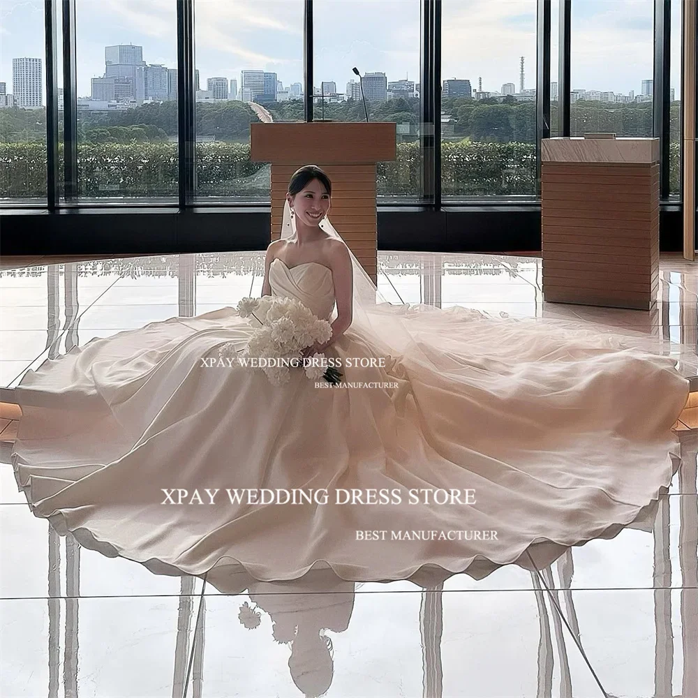 Vestidos de Novia de Satén Elegantes y Dulces de Estilo Coreano MODX, Vestido de Novia sin Mangas con Corte en A, para Sesión de Fotos, sin Tirantes, con Pliegues, Robe de Mariage