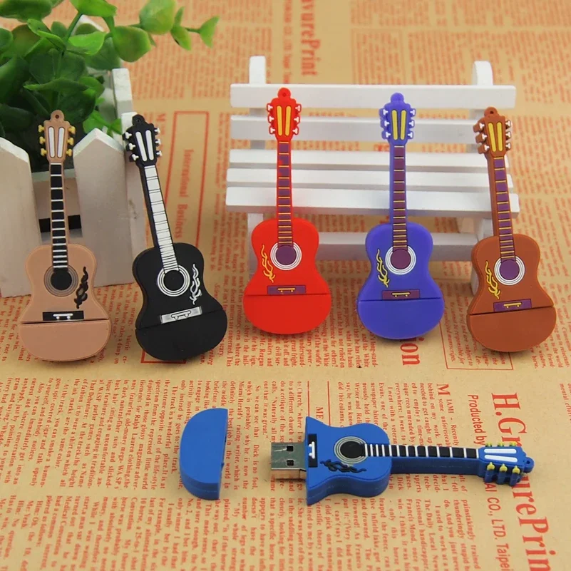 Musical Instrument Cartoon USB Flash Drive 128GB 64GB Cute Guitar Violin Memory Stick 32GB High Speed Pendrive 16GB8GB4GB Gift