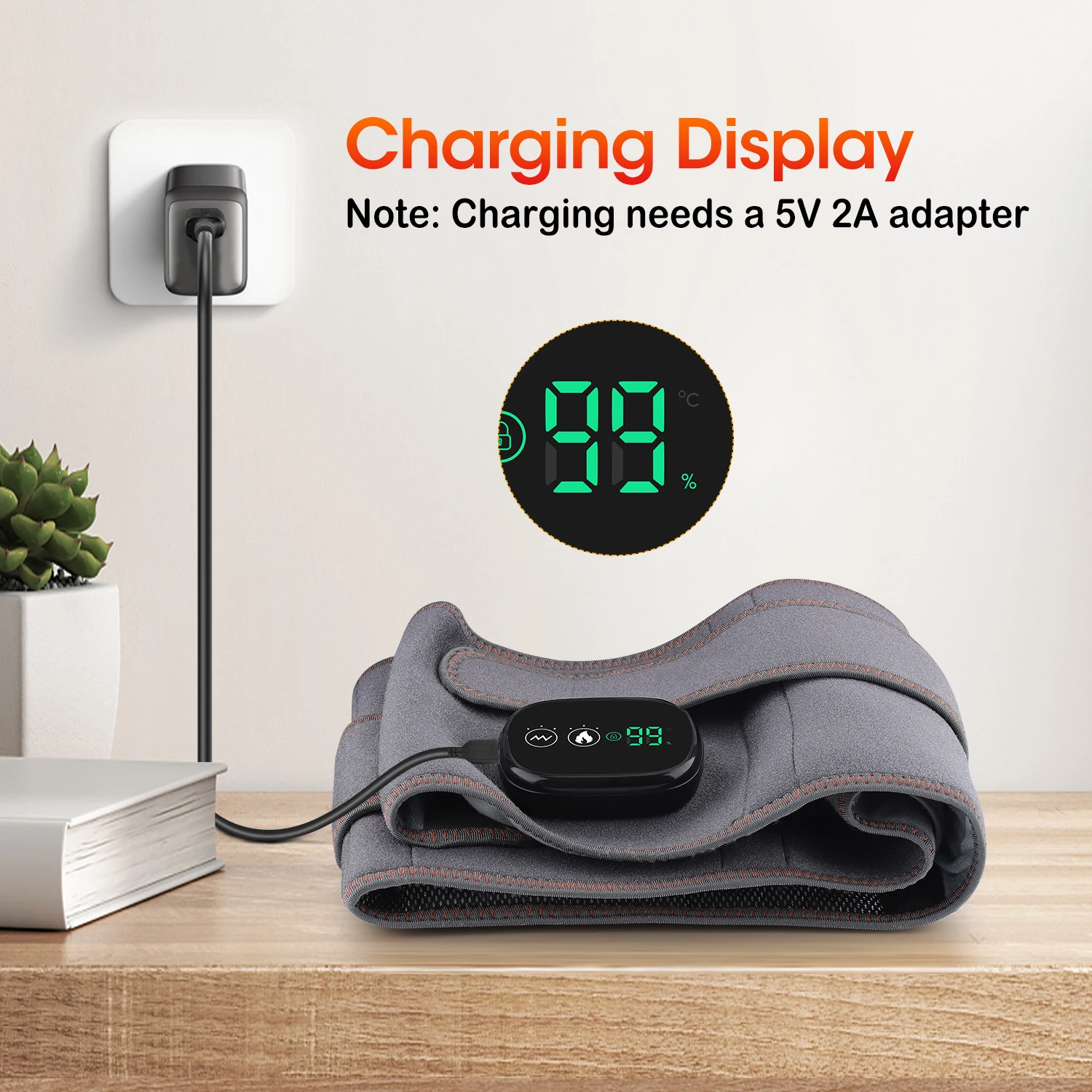 Cinto de suporte para costas com luz vermelha, cinta de aquecimento para cintura com 3 níveis de massagem aquecida, aquecedor de abdômen, almofada de suporte lombar sem fio