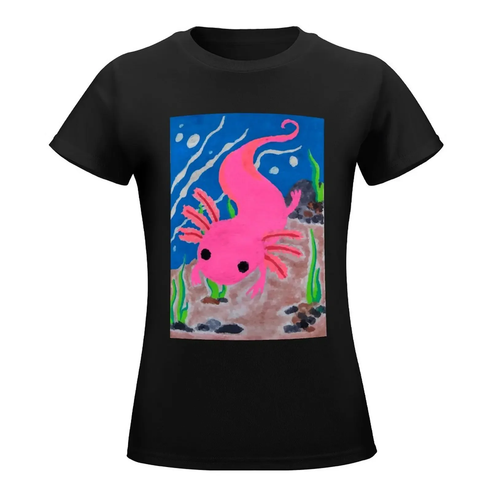 Curious Axolotl T-Shirt Short sleeve tee hippie clothes Female clothing vintage clothes workout shirts for Women