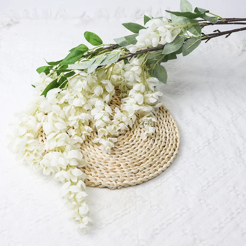 

Wedding arrangement plastic simulation wisteria flower hanging extended rattan shopping mall decoration bean flower pendant