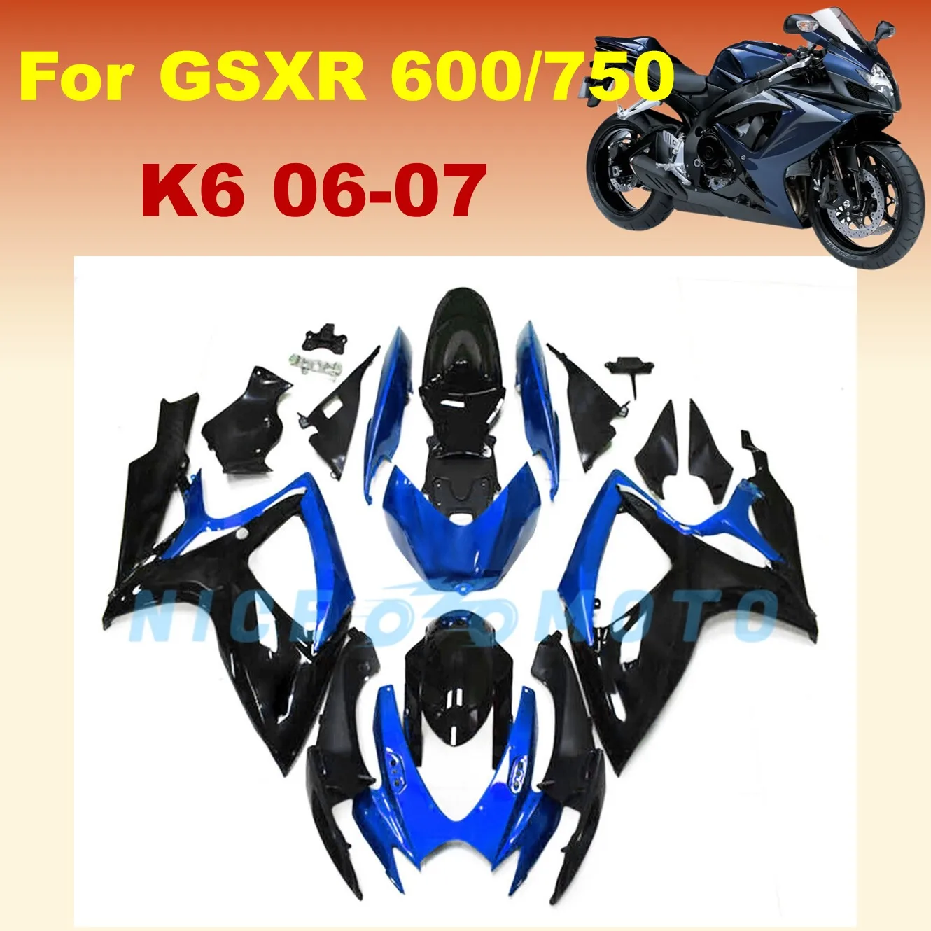 Aftermarket Full Set Fairing kit For GSXR600 750 2006 2007 K6 GSXR750 06 07 GSXR 600 Motorcycle Bodywork